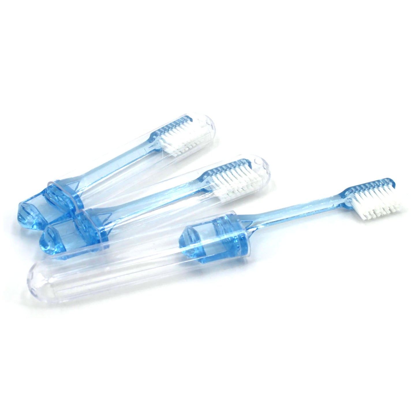 2-Piece Travel Toothbrush, Freshmint, 4.5" Long Closed, 6.81" Assembled, Individually Wrapped, Blue/ Clear, 100/bx, 10 bx/cs