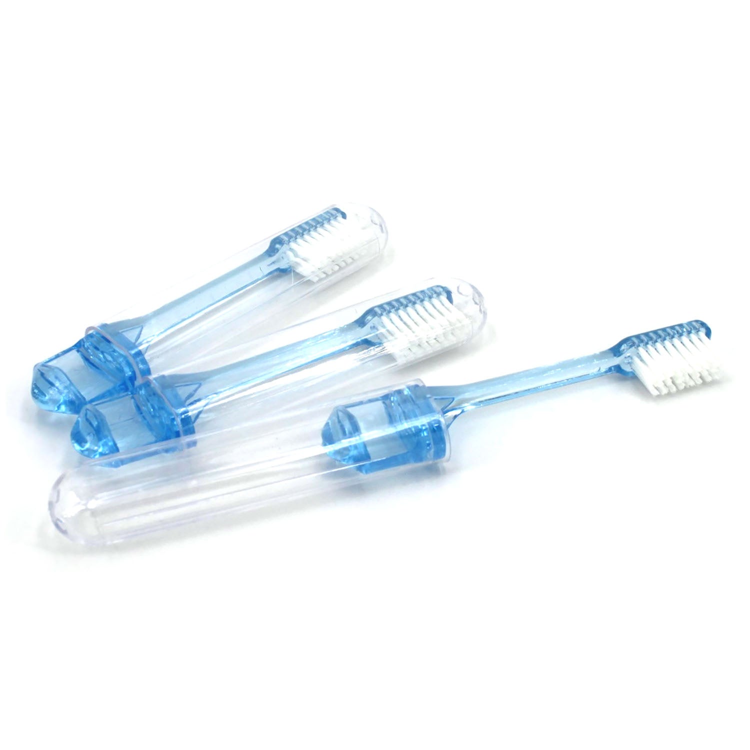 2-Piece Travel Toothbrush, Freshmint, 4.5" Long Closed, 6.81" Assembled, Individually Wrapped, Blue/ Clear, 100/bx, 10 bx/cs