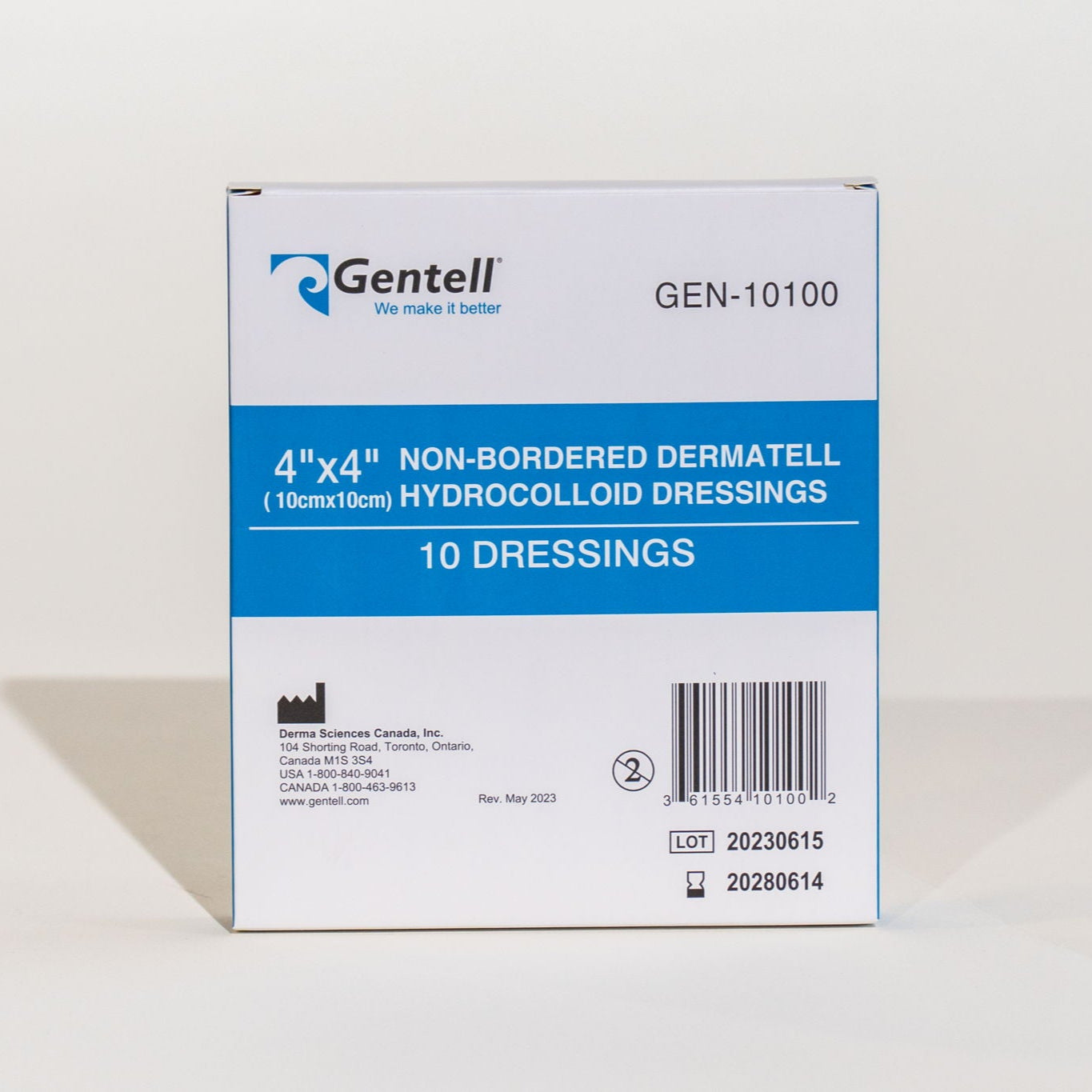 Dermatell Hydrocolloid Dressing, 4" x 4", Non-Bordered, 50/cs