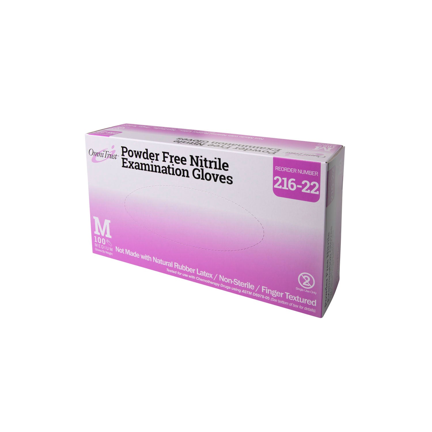 Glove, Exam, Nitrile, Powder-Free (PF), Chemo Rated, Textured, Beaded Cuff, Medium, 100/bx, 10 bx/cs (See additional pricing for drop ship orders less than 1,000 cs)