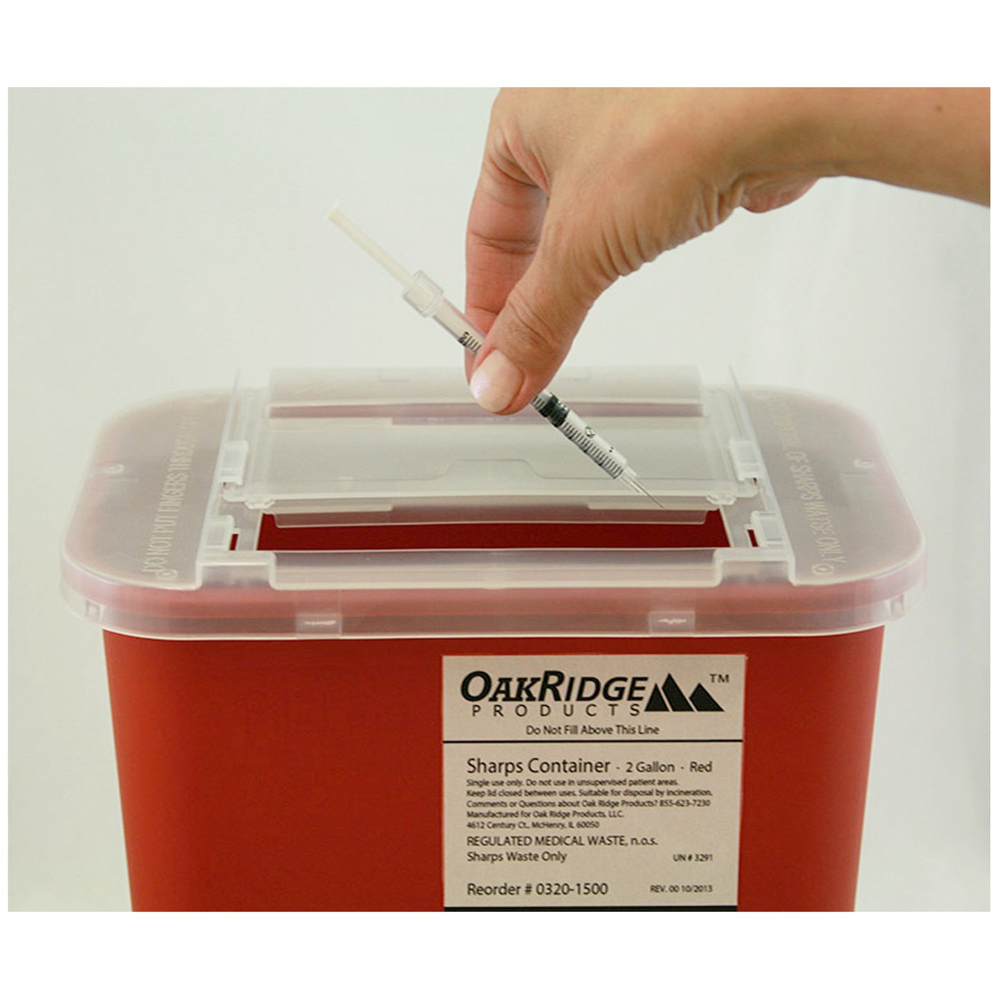 Sharps Container, 2 Gallon, Red Base/ Translucent Slide Lid, 20/cs