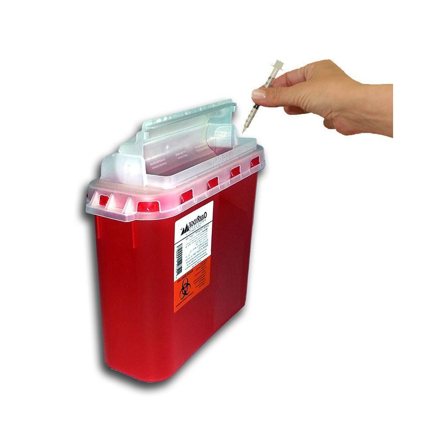 Sharps Container, 5.4 Quart, Red Base/ Translucent Rotary Lid, BD Style, 20/cs