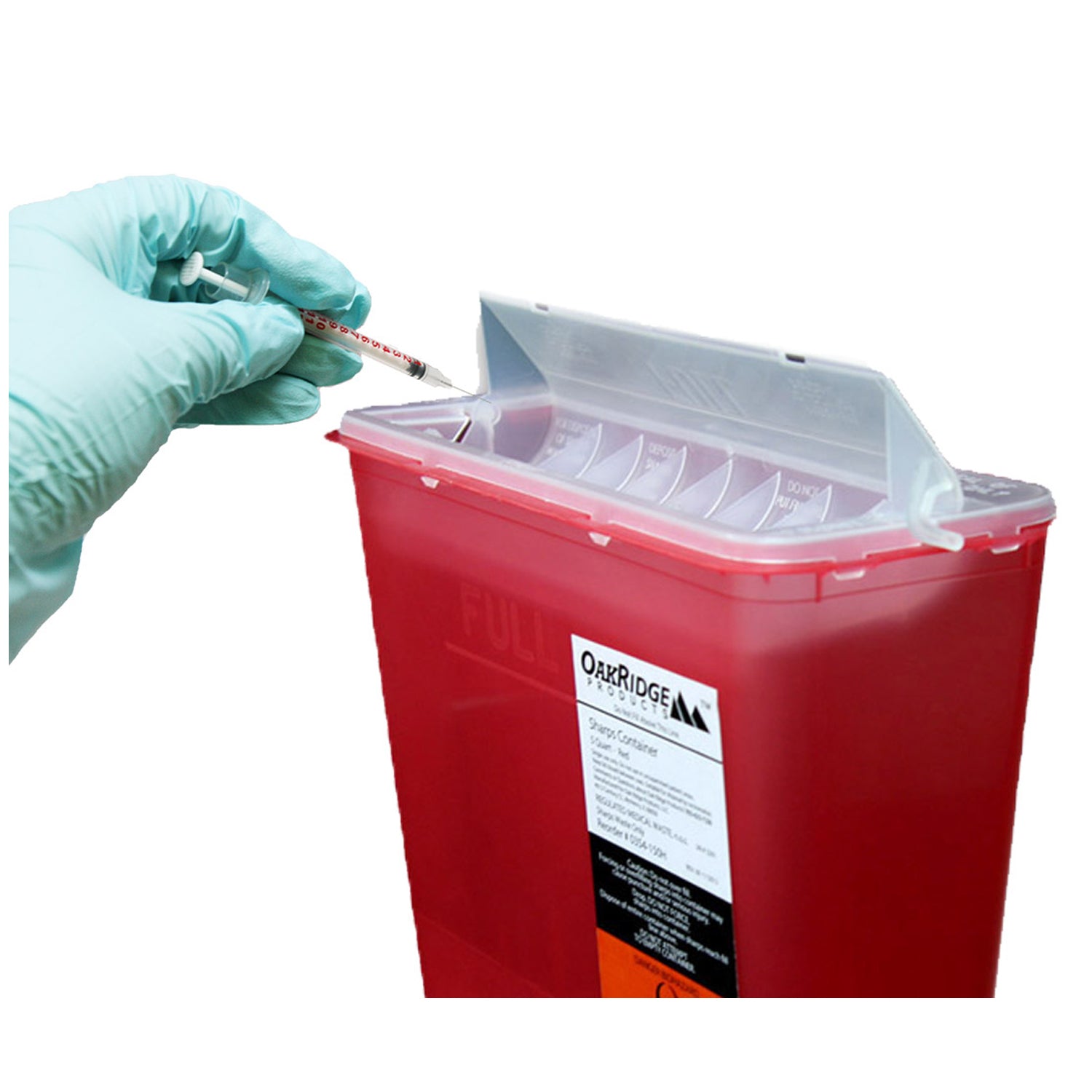 Sharps Container, 5 Quart, Red Base/ Translucent Horizontal Drop Lid, 20/cs