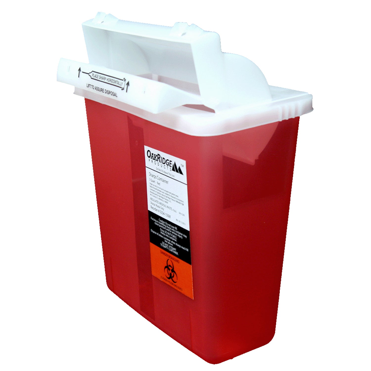 Sharps Container, 5 Quart, Red Base/ Translucent Mailbox Lid, Covidien Style, 20/cs