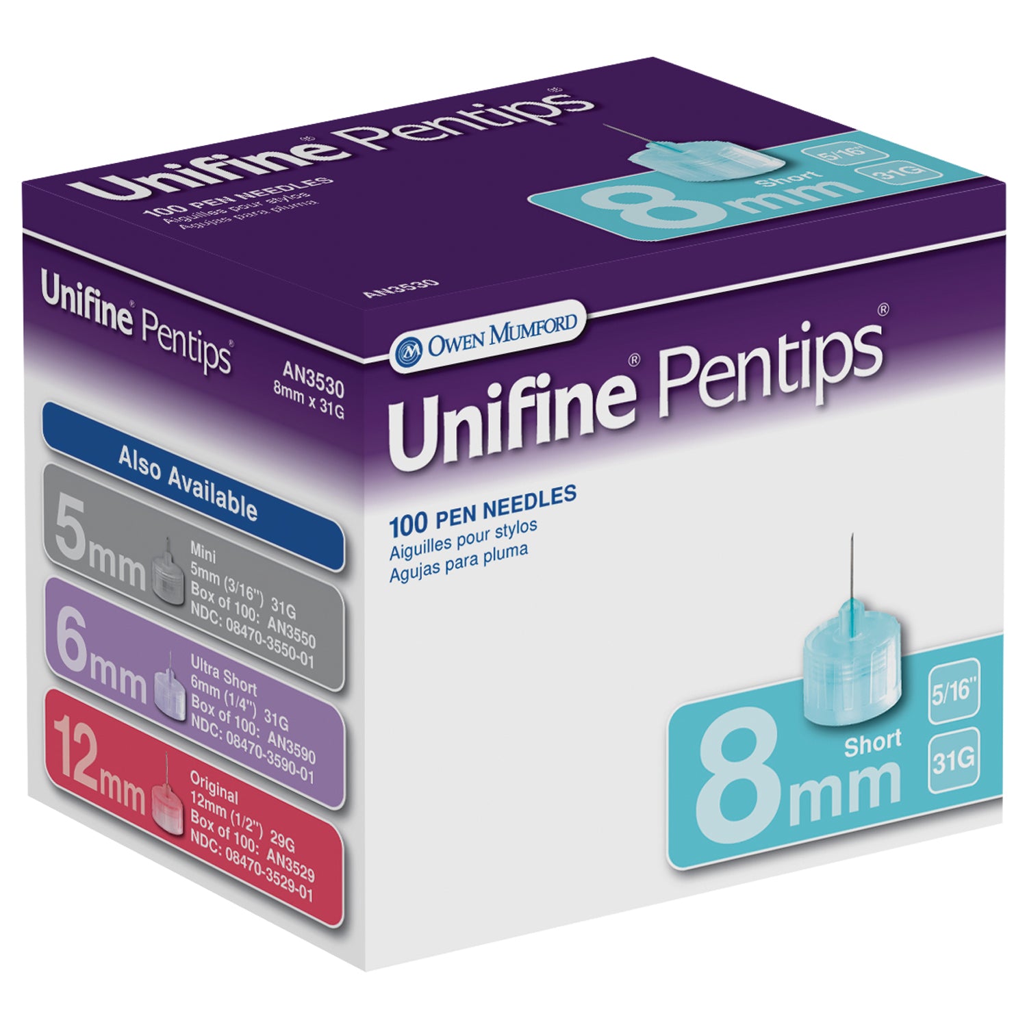 Short Pen Needle, 8mm, 31G, 100/bx (US & Canada Only)