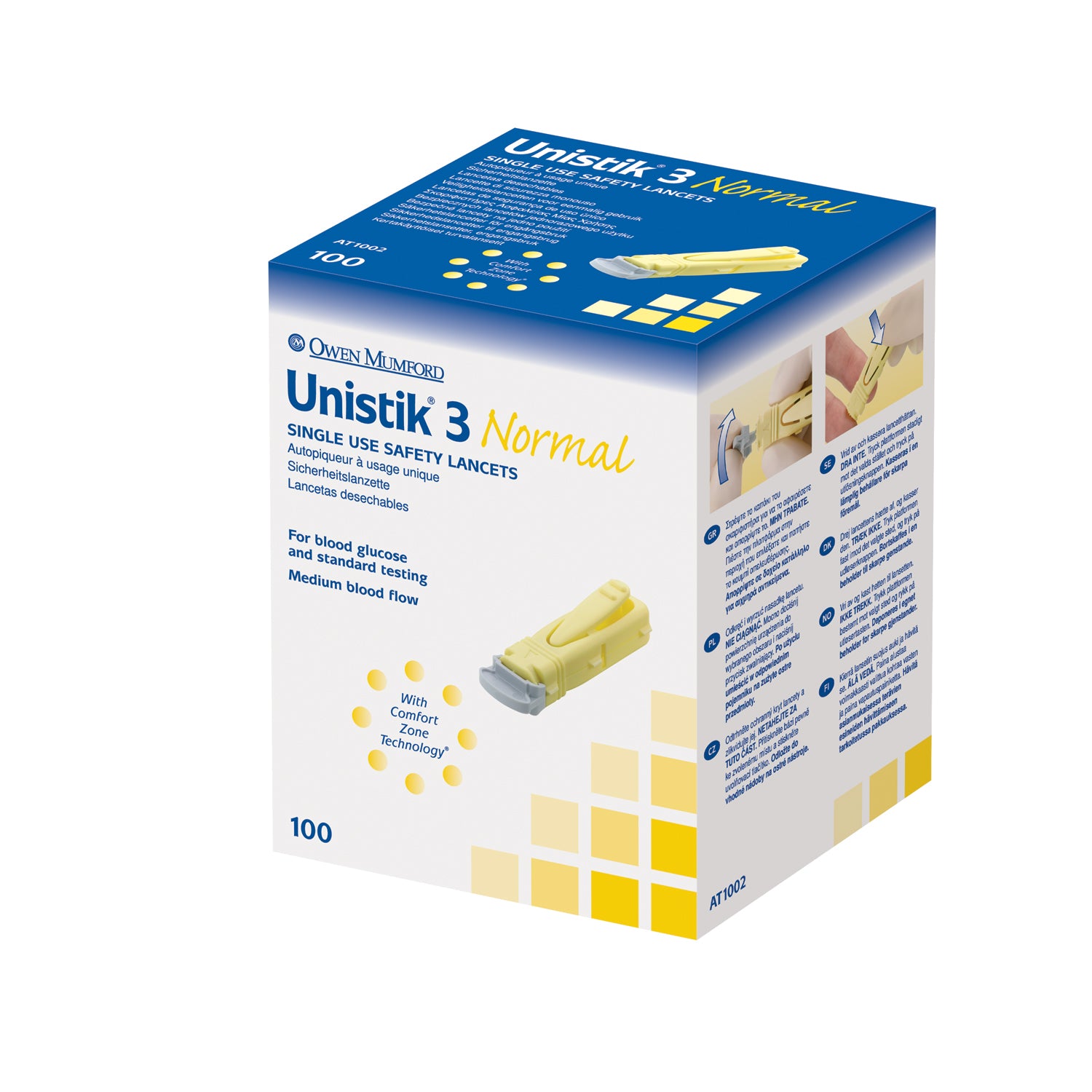 Lancet, Normal, 23G, 1.8mm Penetration Depth, Yellow, 100/bx (US & Canada Only)