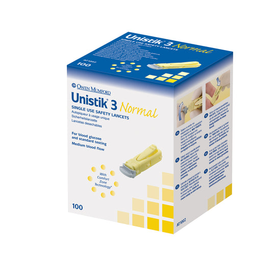Lancet, Normal, 23G, 1.8mm Penetration Depth, Yellow, 100/bx (US & Canada Only)