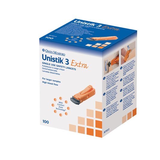 Lancet, Extra, 21G, 2.0mm Penetration Depth, Orange, 100/bx (US & Canada Only)