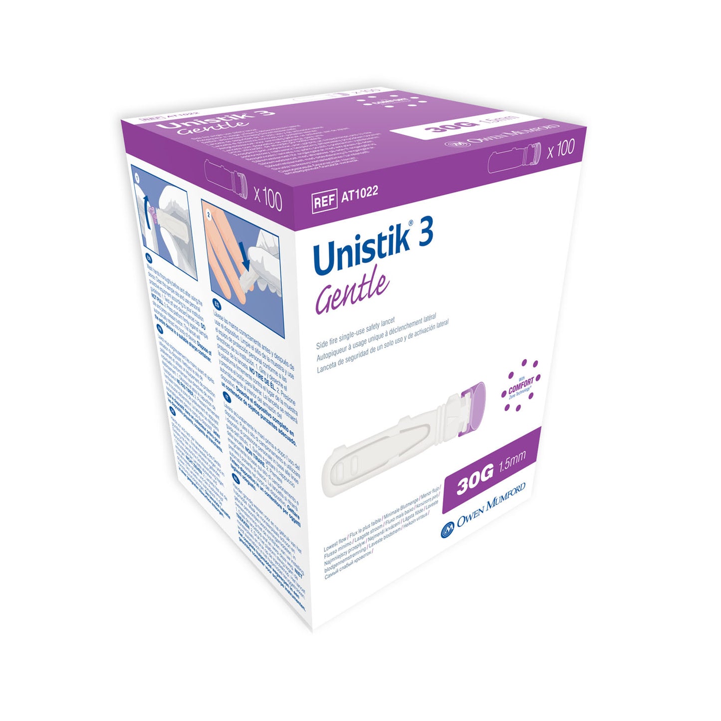 Lancet, Gentle, 30G, 1.5mm, 100/bx (US & Canada Only)