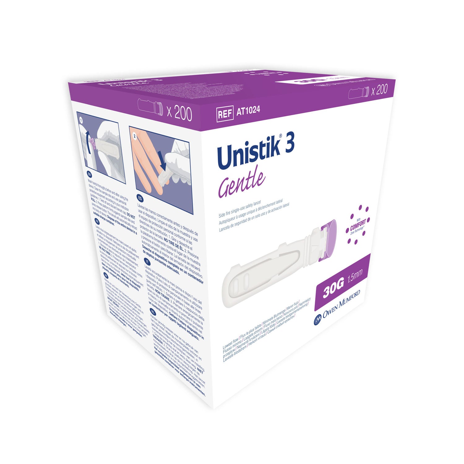 Lancet, Gentle, 30G, 1.5mm, 200/bx (US & Canada Only)