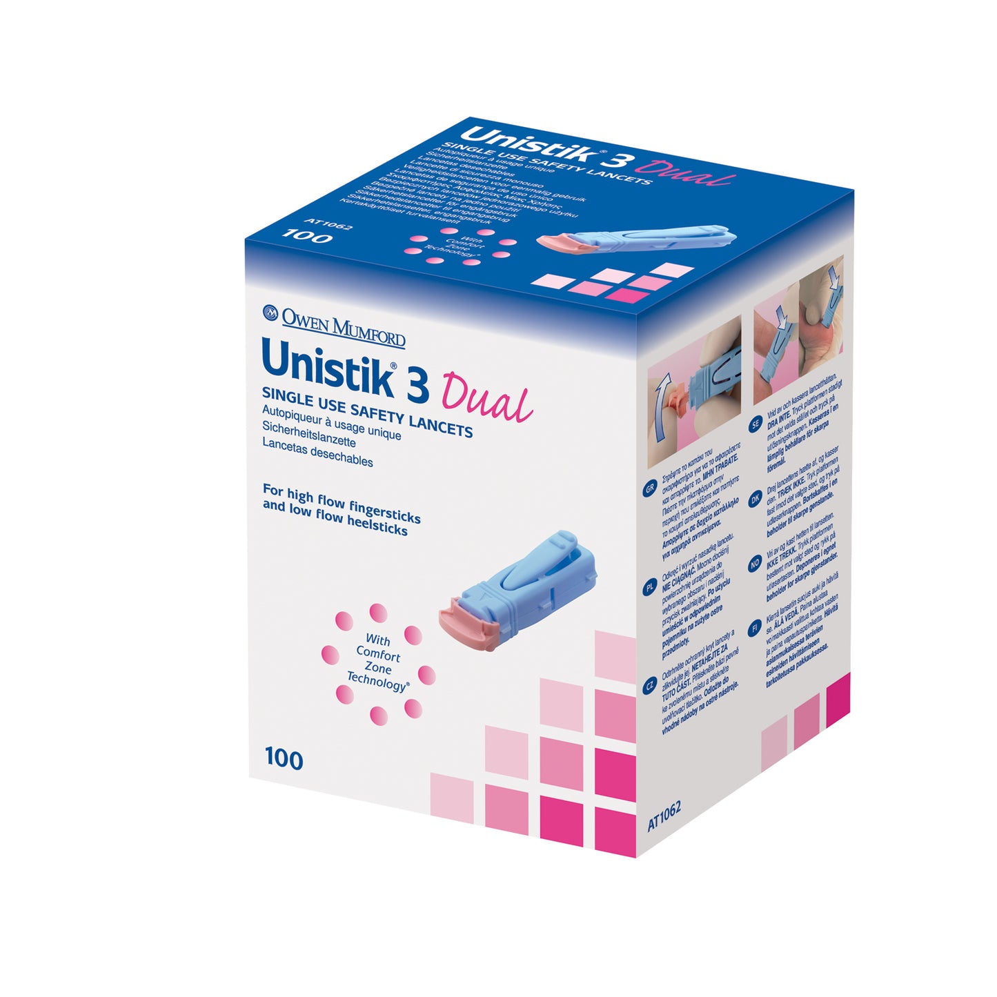 Lancet, Dual, 18G, 1.8mm Penetration Depth, Blue, 100/bx (US & Canada Only)