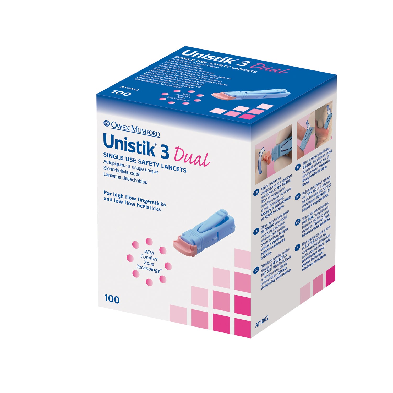 Lancet, Dual, 18G, 1.8mm Penetration Depth, Blue, 100/bx (US & Canada Only)
