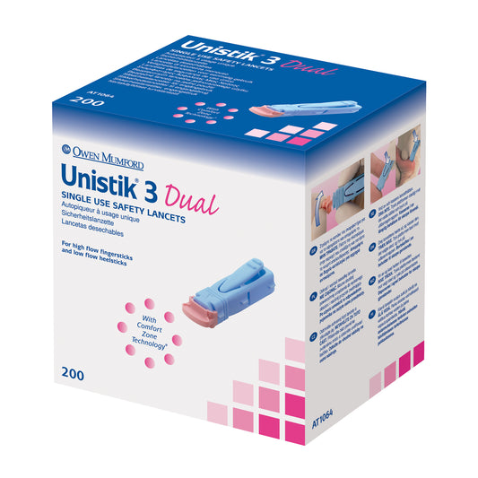 Lancet, Dual, 18G, 1.8mm Penetration Depth, Blue, 200/bx (US & Canada Only)