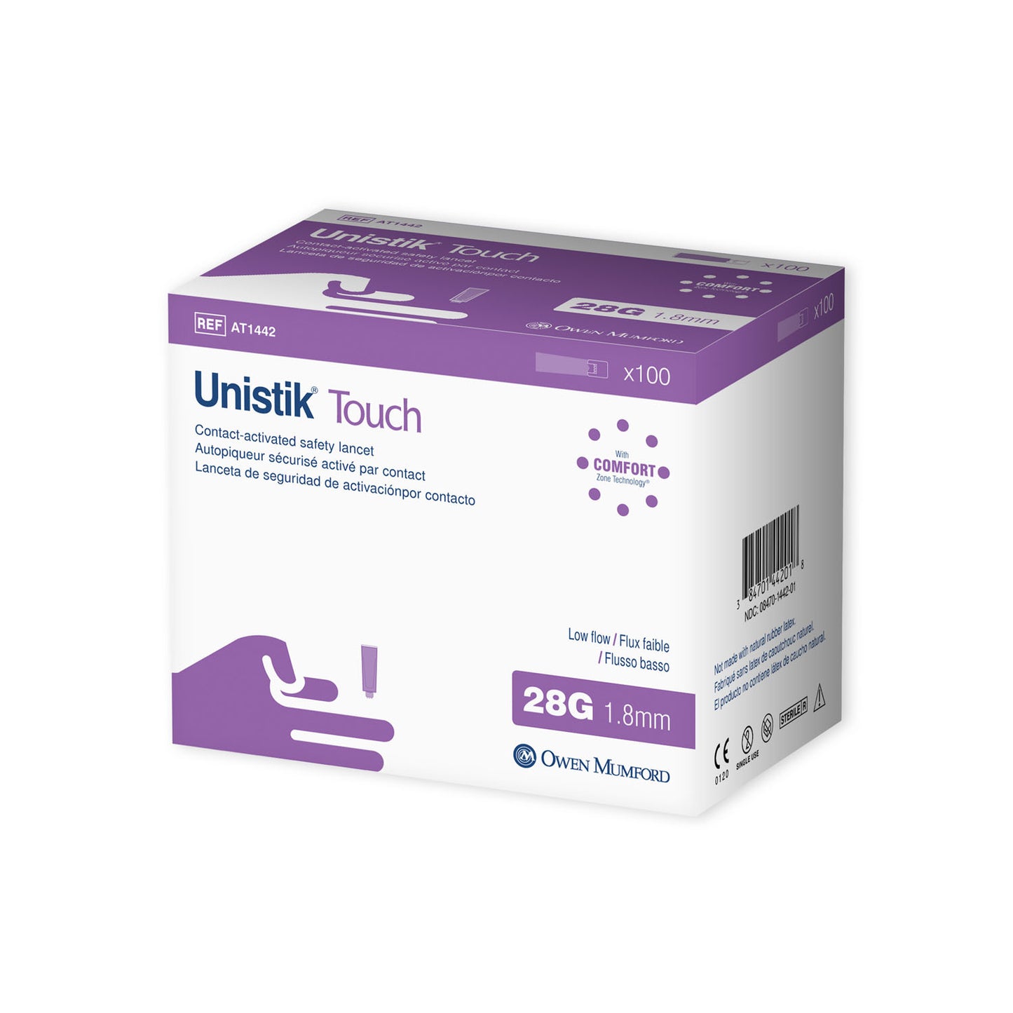Safety Lancet, Low Flow, 28G x 1.8mm, 100/bx (US & Canada Only)