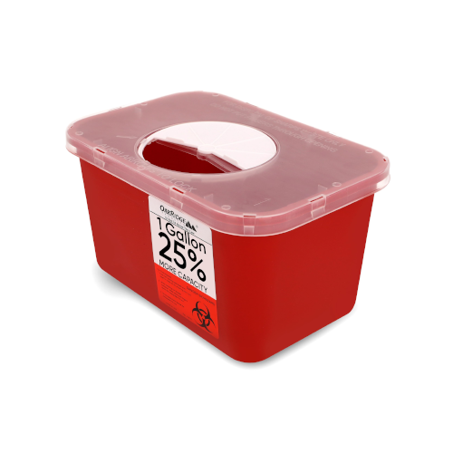 Sharps Container, 1 Gallon, Red Base/ Translucent Rotary Lid, 40/cs