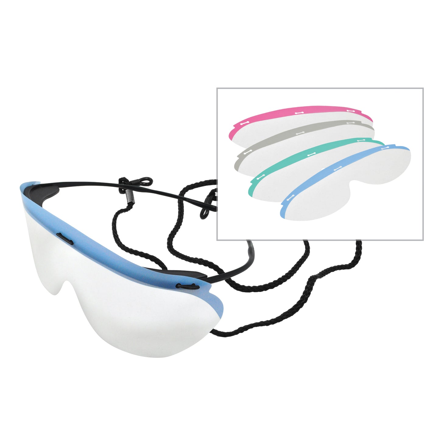 Safety Glasses, Office Pack (10 Black Frames, 20 Clear Lenses & 1 Neck Cord) (US SALES ONLY)
