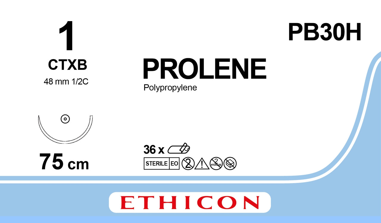 Suture, Ethiguard Blunt Point, Size 1, 30", Blue Monofilament, Needle CTX-B, _ Circle, 3 dz/bx (Continental US Only)