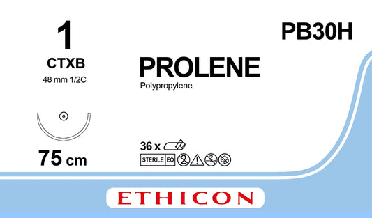 Suture, Ethiguard Blunt Point, Size 1, 30", Blue Monofilament, Needle CTX-B, _ Circle, 3 dz/bx (Continental US Only)