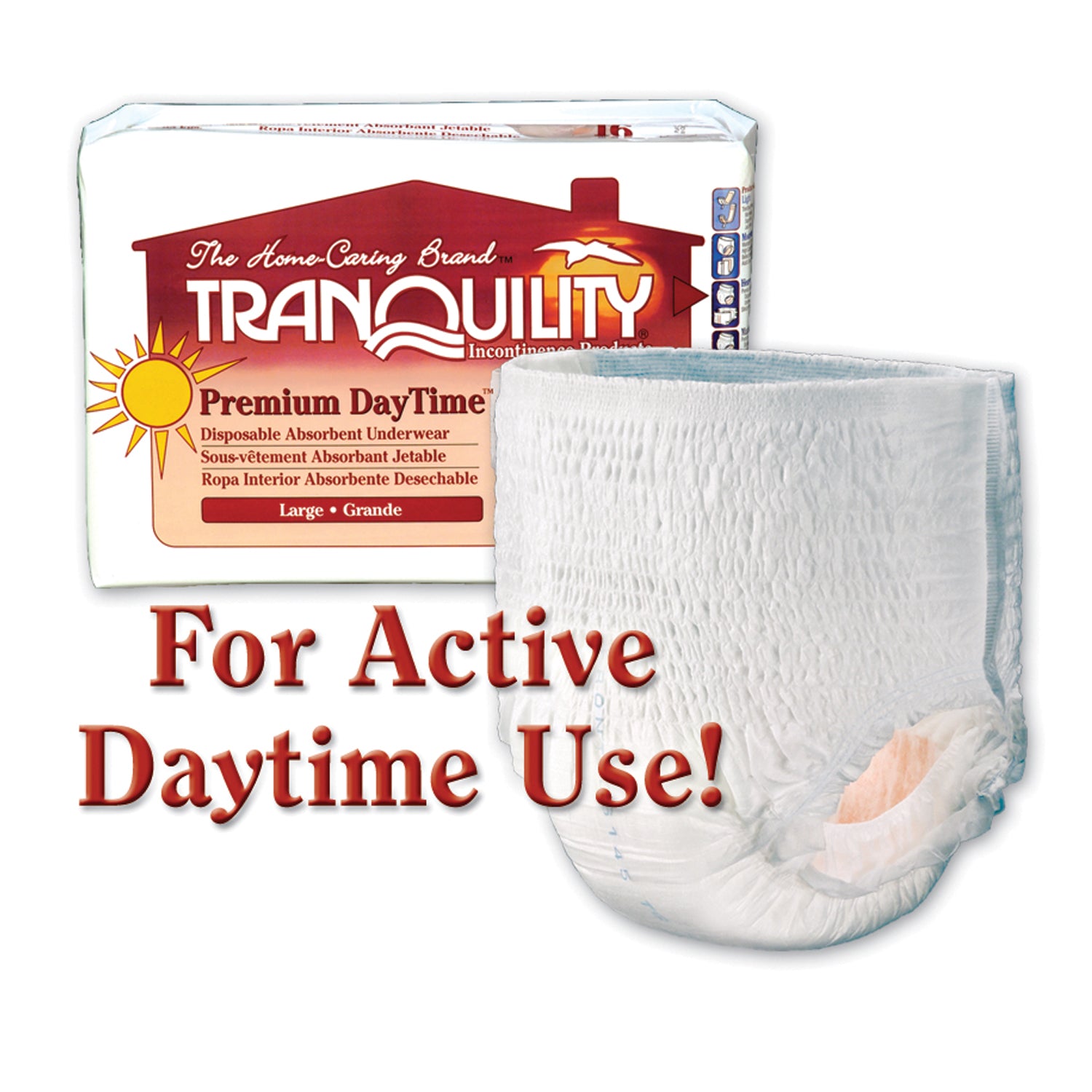 Underwear, Large Daytime DAU, 45"-54", 170-210 lbs, 25 fl oz Capacity, 16/pk, 4 pk/cs (US Only)