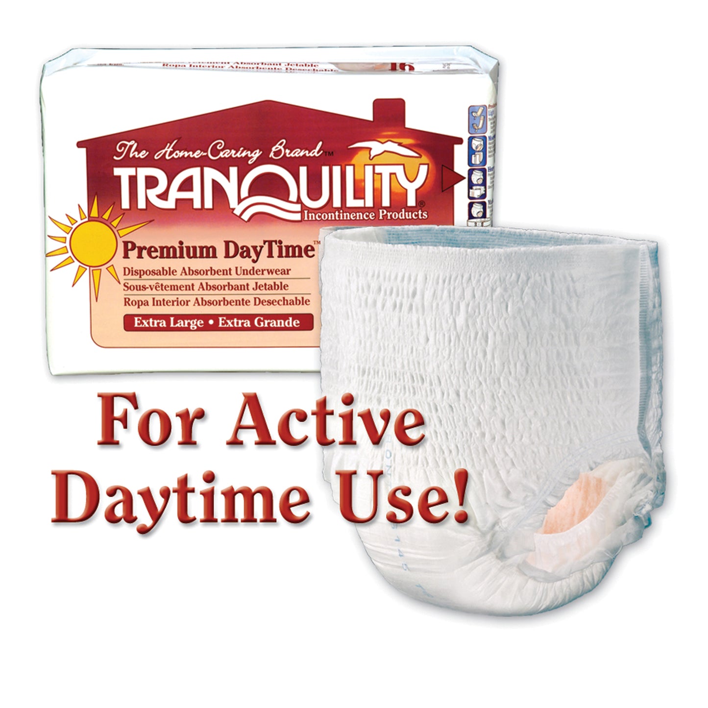 Underwear, X-Large Daytime DAU, 48"- 66", 210-250 lbs, 25 fl oz Capacity, 14/pk, 4 pk/cs (US Only)