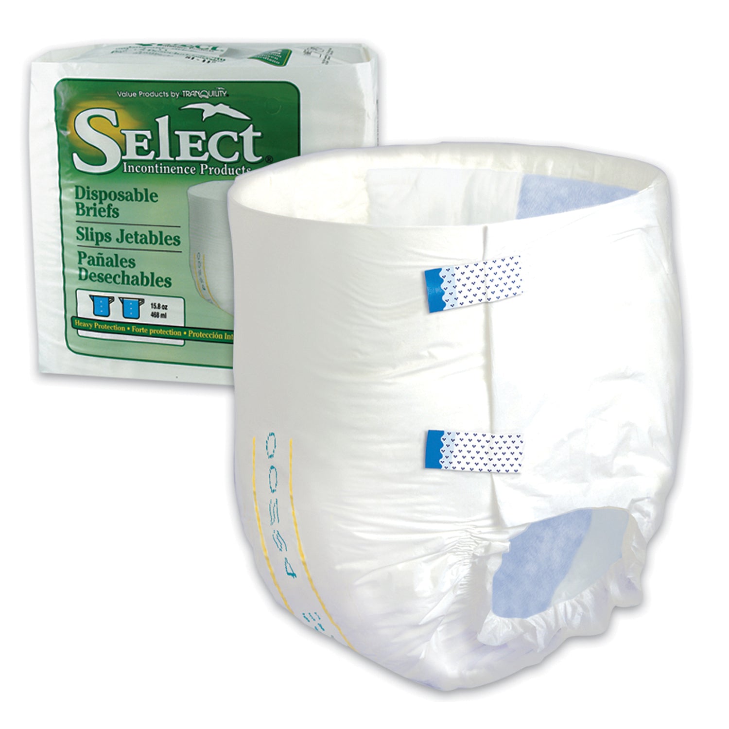 Brief, Medium, 32"-44" W/H, Capacity 15.8 fl oz, White, 12/bg, 8 bg/cs (24 cs/plt) (US Only) (To Be DISCONTINUED)