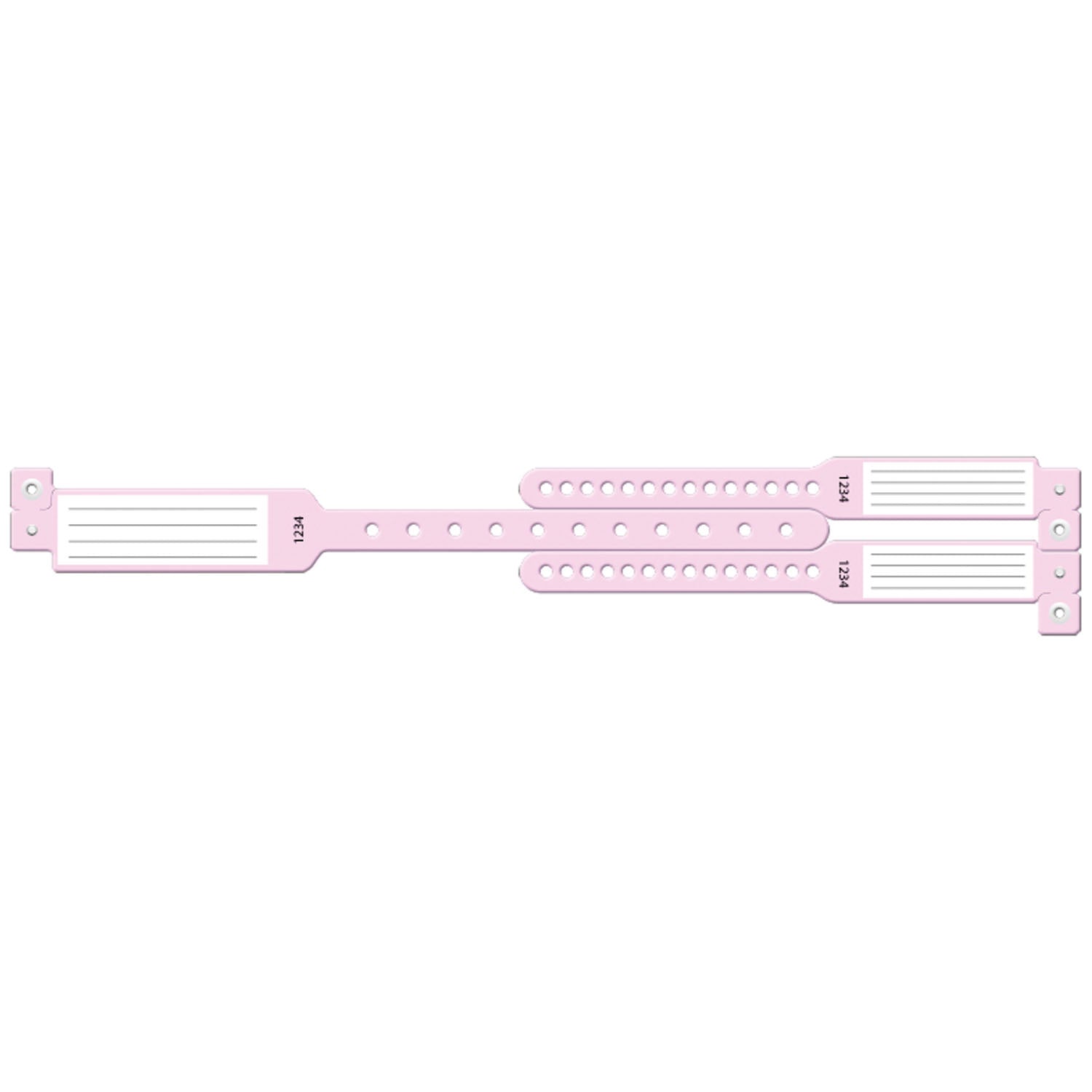 Wristband Set, 3-Part, Mother-Baby Set, Insert, Custom Printed, Pink, 100/bx