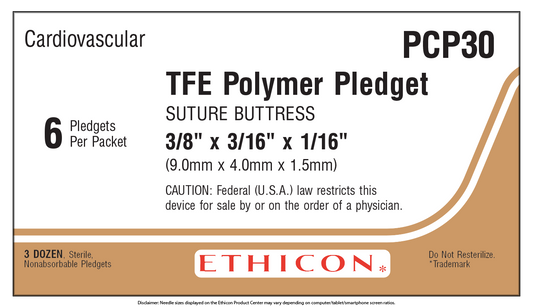 TFE Polymer Pledget, Firm, 3/8" x 3/16" x 1/16", 6/pk, 36 pk/bx (Continental US Only)
