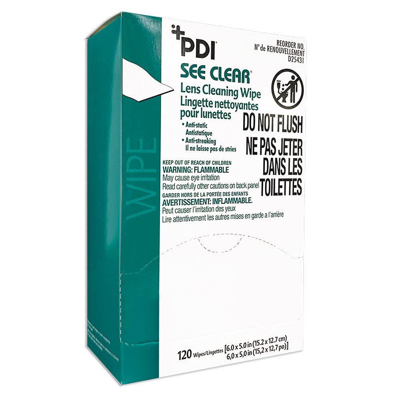See Clear Eye Glass Cleaning Wipe, 6" x 5", 120/bx, 12 bx/cs