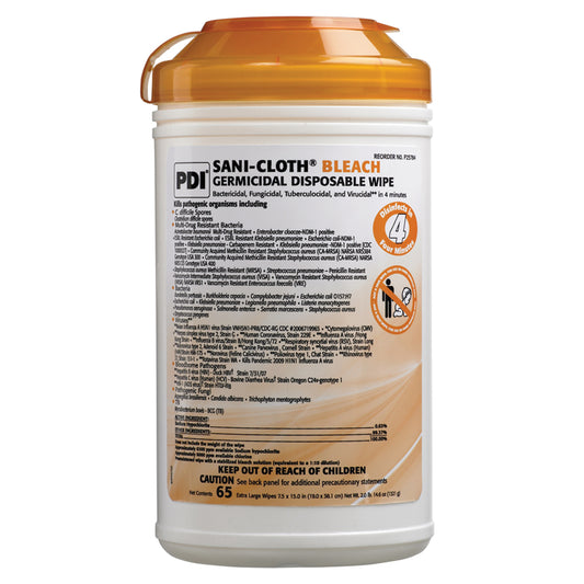 Bleach Germicidal Dispsoable Wipe, X-Large, 7_" x 15", 65 wipes/can, 6 can/cs (60 cs/plt) (Minimum Expiry Lead is 90 days) (US Only) (Products cannot be sold on Amazon.com or any other 3rd party site)