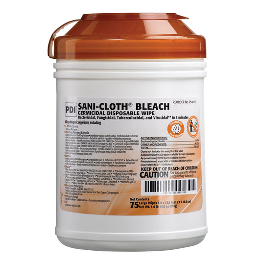 Bleach Germicidal Disposable Wipe, Large, 6" x 10_", 75/canister, 12 can/cs (30 cs/plt) (Non-returnable; Non-refundable) (US Only) (Products cannot be sold on Amazon.com or any other 3rd party site)