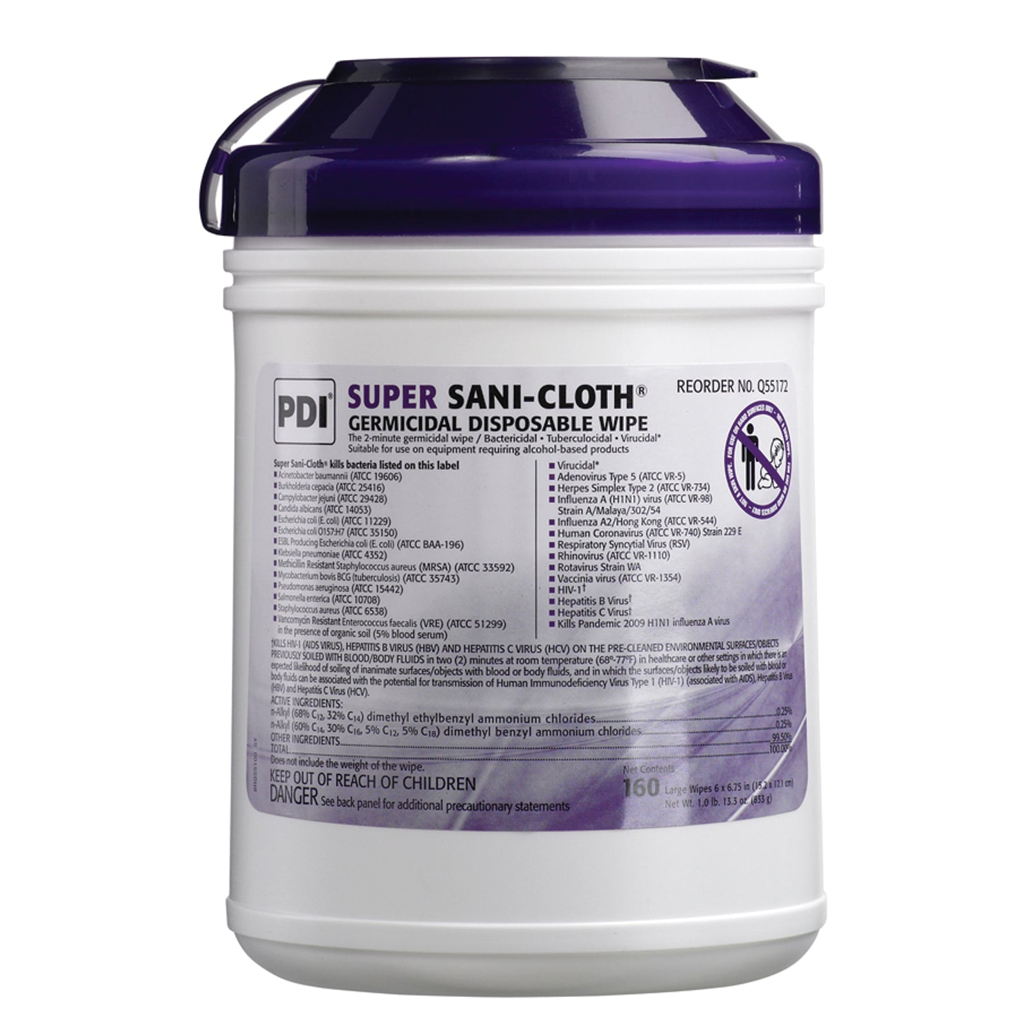 Germicidal Disposable Wipe, Large Canister, 6" x 6_", 160/canister, 12 canister/cs (30 cs/plt) (091255) (US Only) (Item is considered HAZMAT and cannot ship via Air or to AK, GU, HI, MP, PR, VI) (Products cannot be sold on Amazon.com or any other 3rd party site)