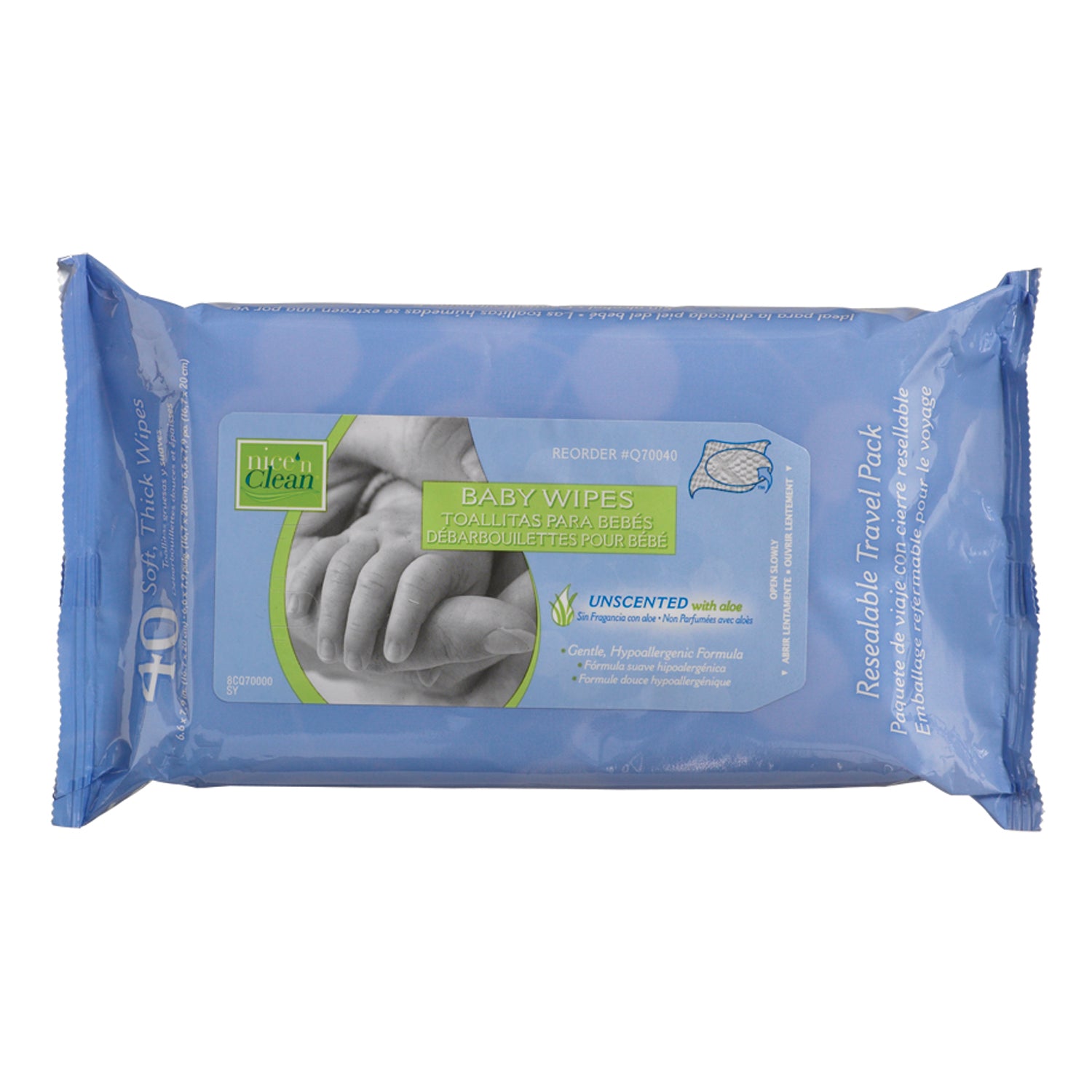 Baby Wipes (Unscented), 7" x 8", 80/pk, 12 pk/cs (60 cs/plt) (US Only) (Item is on Manufactuer Backorder w/no ETA of release date) (Products cannot be sold on Amazon.com or any other 3rd party site)(To Be DISCONTINUED)
