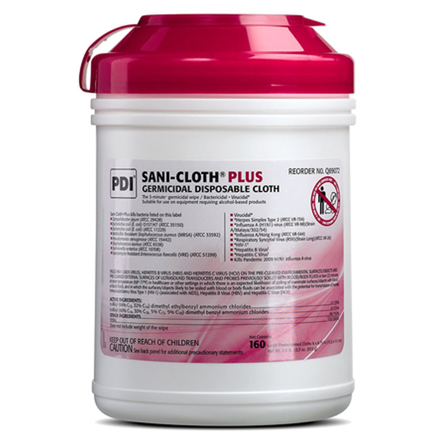 Plus Germicidal Disposable Cloth, Large 6" x 6_", 160/canister, 12 canisters/cs (30 cs/plt) (020370) (US Only) (Item is considered HAZMAT and cannot ship via Air or to AK, GU, HI, MP, PR, VI) (Products cannot be sold on Amazon.com or any other 3rd party site)