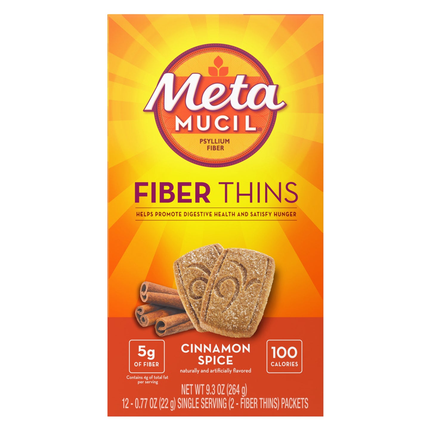 Metamucil Psyllium Fiber, Wafer, Cinnamon Spice, 12/cs 