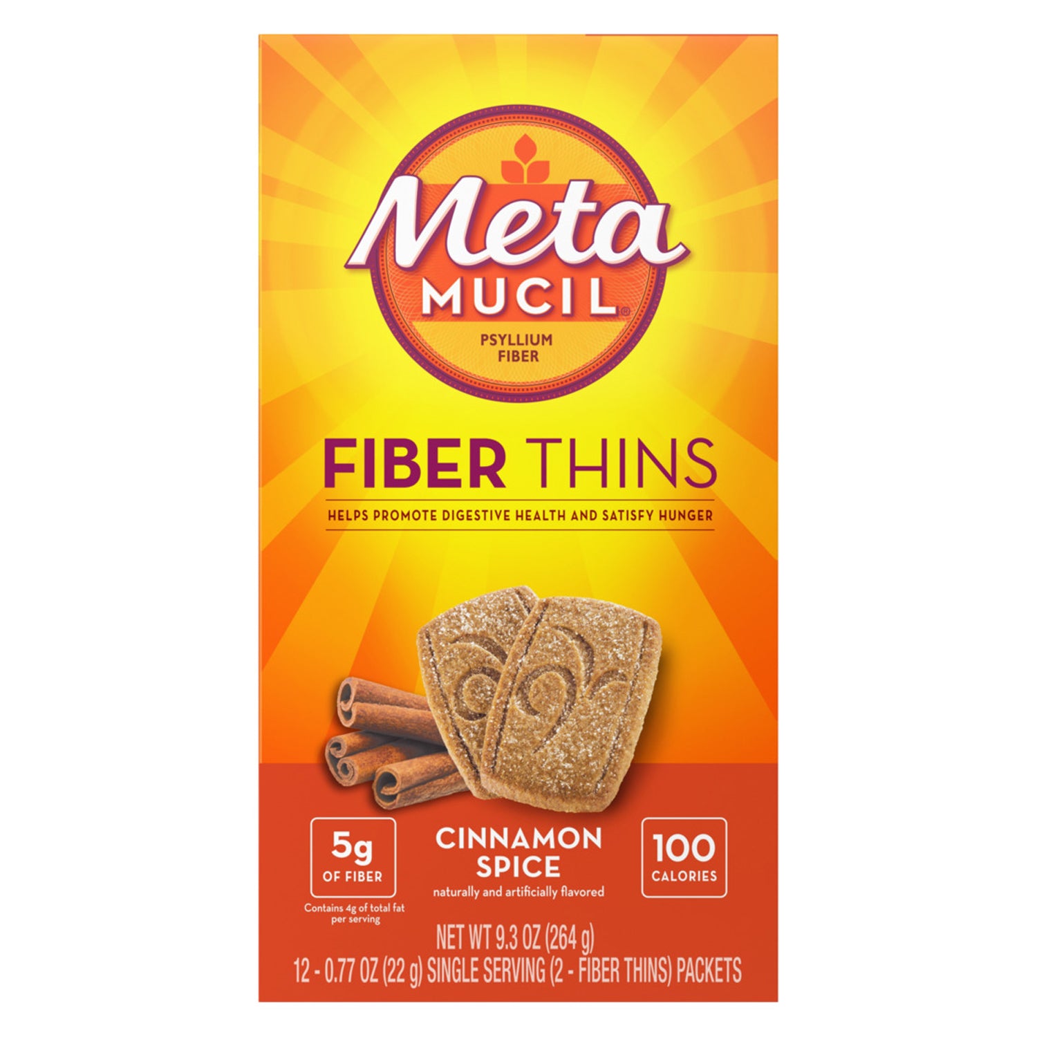 Metamucil Psyllium Fiber, Wafer, Cinnamon Spice, 12/cs 