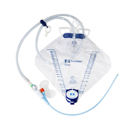 Dover Silicone Foley Luer Lock Sampling Adhesive Catheter Securement Urinary Catheterization Kit, 16 FR, 5 ml, 2000 ml, 10/cs (Continental US Only)