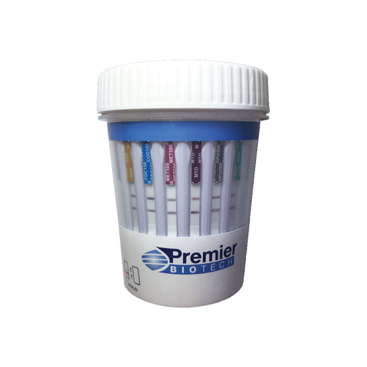 Bio-Cup, 13-Drug Panel: 6AM (6-Acetylmorphine), AMP (Amphetamines), BUP (Buprenorphine), BZO (Benzodiazepines), COC (Cocaine), EDDP (MethadoneMetabolite), EtG (Ethyl Glucuronide), FEN (Fentanyl), mAMP/MET (Methamphetamine), OPI (Opiates), OXY (Oxycodone), THC (Marijuana), TRA (Tramadol), Urine Sample, 25/cs (US Only) (Item is Short-Dated & Non-Returnable)