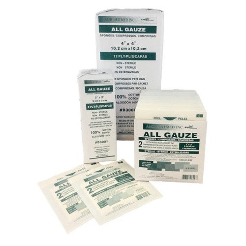 Gauze Sponge, 3" x 3", 12-Ply, Sterile, 1s, 100/bx, 24 bx/cs