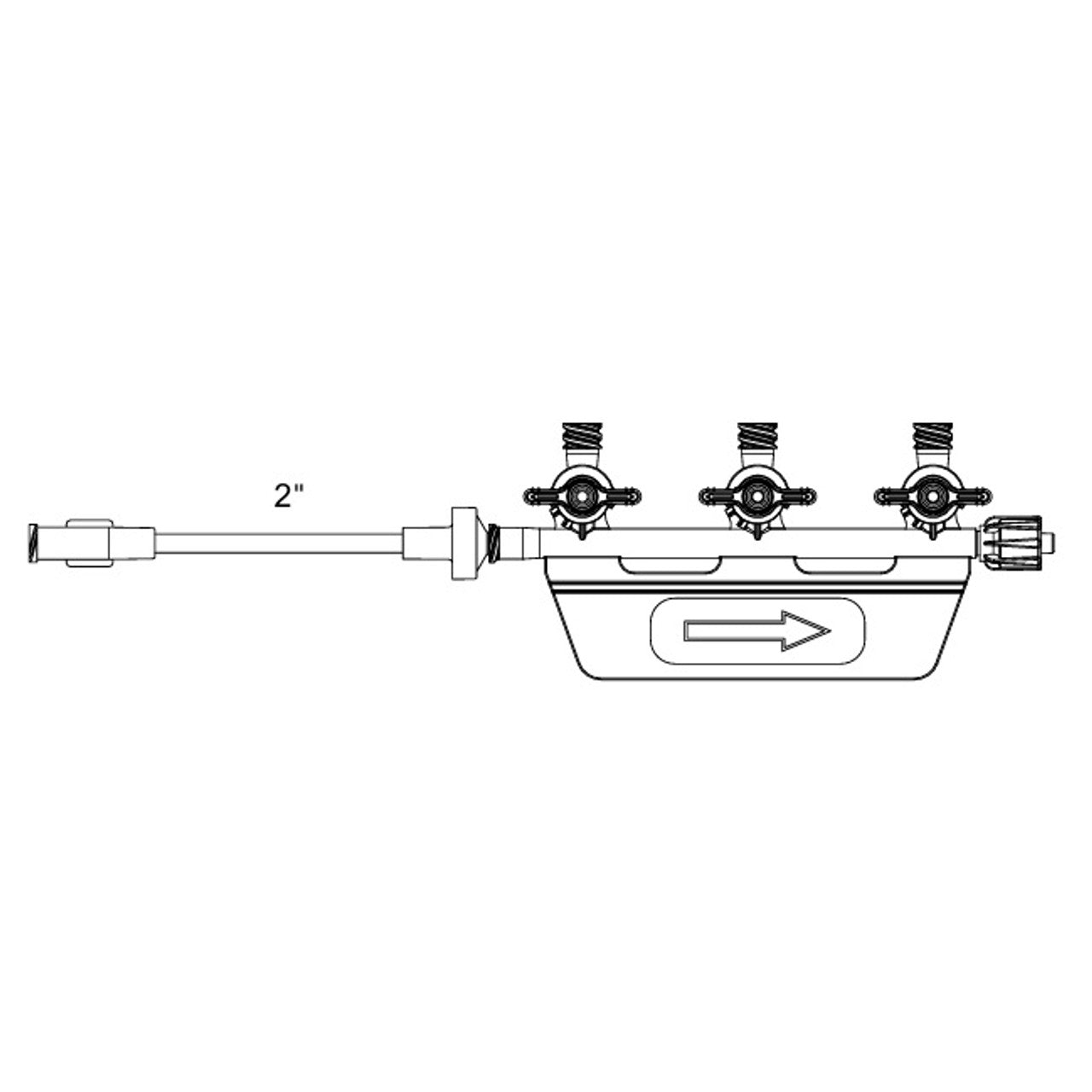 Anesthesia Extension Set, Triple Port SAFEPORT with In-Line Backcheck Valve and SPIN-LOCK Connector, 1.9ml, 8", Not made with DEHP, Latex-Free (LF), 50/cs (Rx) (Continental US+HI Only)
