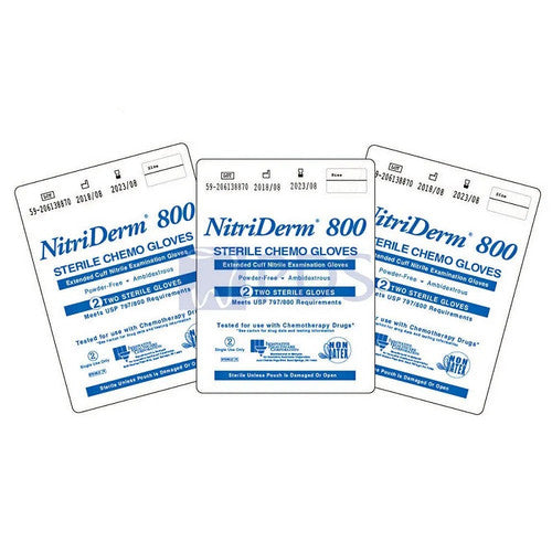 Gloves, Exam, Medium, Nitrile, Chemo,  Sterile, PF, Pairs, Extended Cuff, USP 797/800, 50 pr/bg, 4 bg/cs