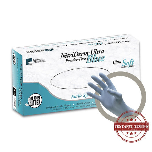 Glove, Nitrile Exam, Colloidal Oatmeal, Non-Sterile, Powder-Free (PF), X-Large, Soft Blue, Chemo Tested, 250/bx, 10 bx/cs