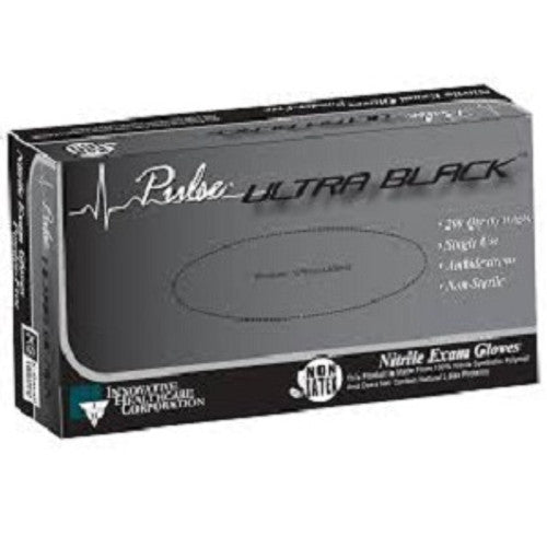 Gloves, Exam, Medium, Black, Nitrile, Thinfilm, Non-Sterile, PF 200/bx, 10 bx/cs