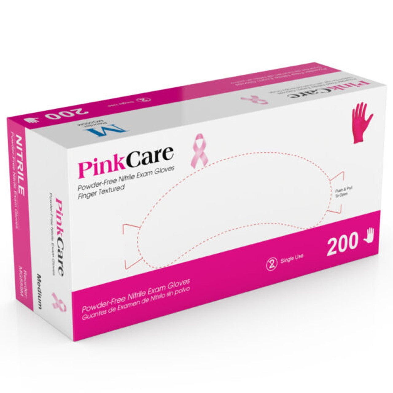Exam Glove, Nitrile, X-Large, Powder-Free, Textured Finger, Pink, Non-Sterile, 200/bx, 10 bx/cs