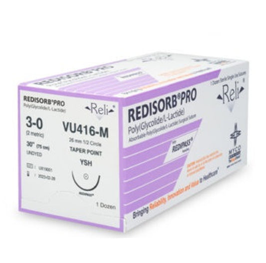 Suture, 3-0, Redisorb, Undyed, Braided, 30", YFS-1, 12/bx (US Only)