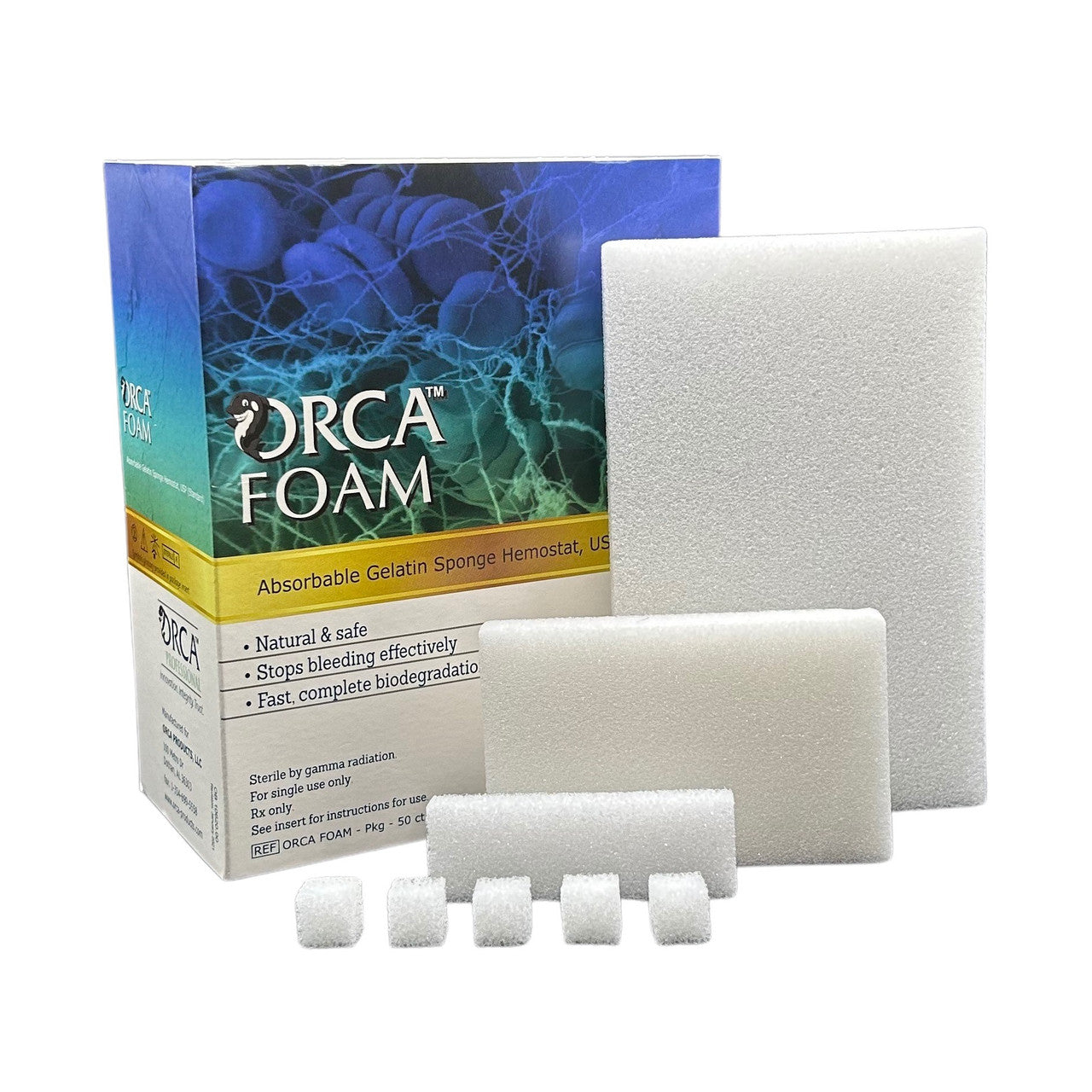 ORCA Foam, Porcine Gelatin Hemostatic Sponges, Size 12/7, 60mm x 20mm x 7mm, 10/bx (Rx) (US Only) (Products cannot be sold on Amazon or any third Party sites)