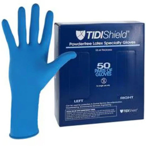 TIDI Gloves Blue Latex, Powder-Free, Medium, Non-Sterile, 1000/cs
