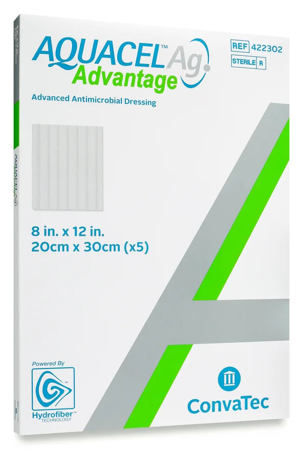 Ag Advantage, Enhanced Hydrofiber with Silver, Non-Adhesive, 8" x 12", 5/bx (Continental US Only)