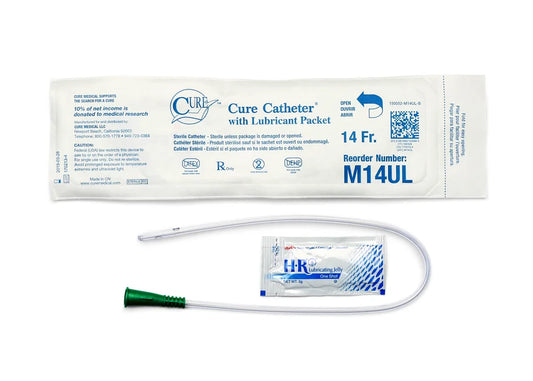 Catheter, Male, Pocket Size Packaging, Single-Use with Lubricant, 16", Straight Tip, 14FR, 30/bx, 10 bx/cs (Continental US Only)