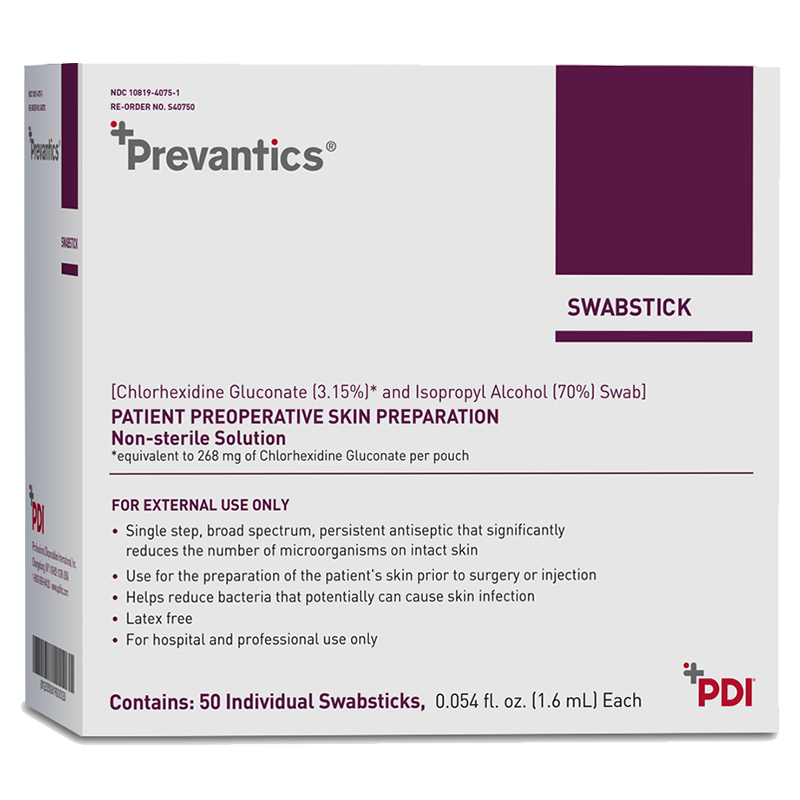 Patient Preoperative Skin Preparation Swabstick, 3.15% Chlorhexidine Gluconate, 70% Isopropyl Alcohol, Bulk, 500/cs (US Only) (Products cannot be sold on Amazon.com or any other 3rd party site)