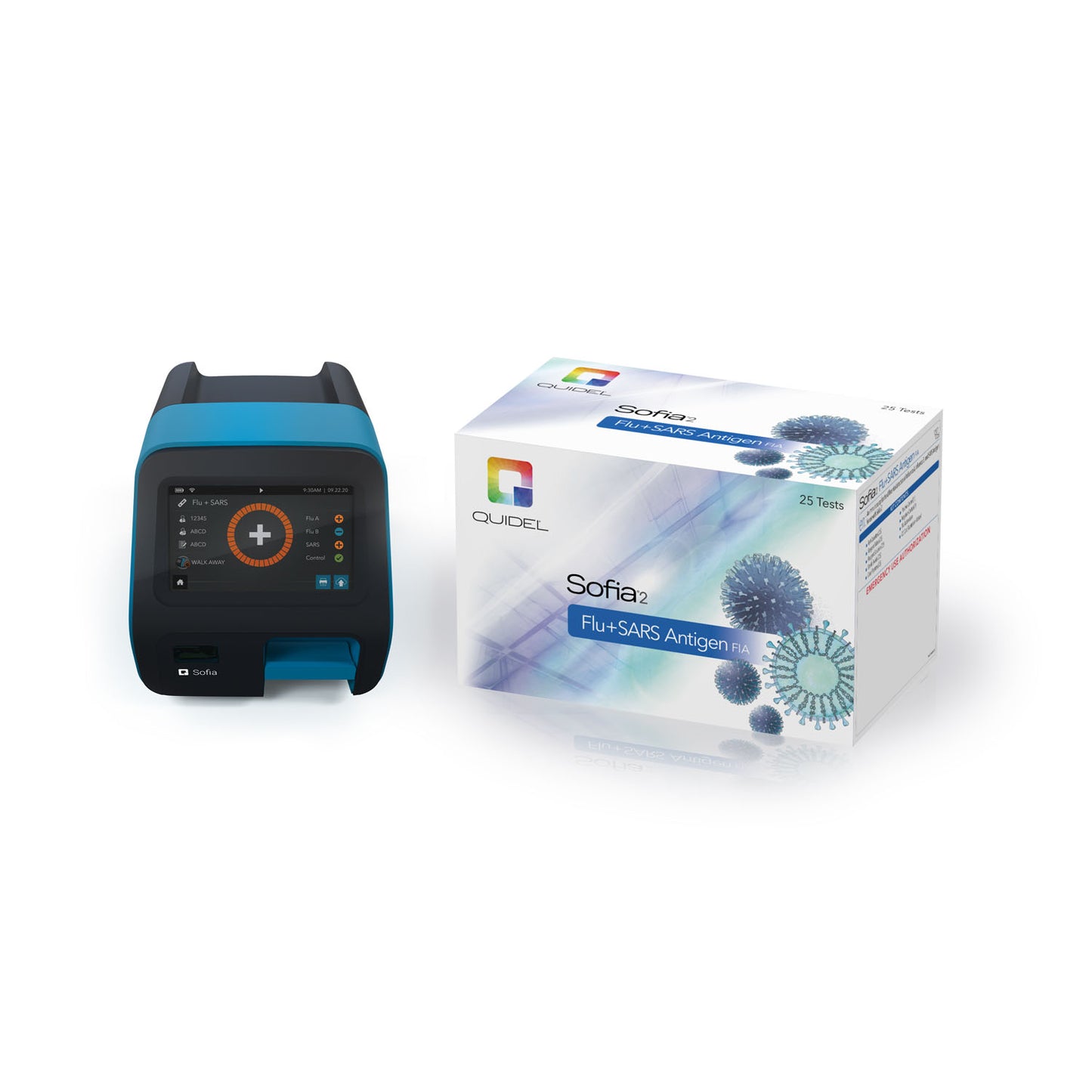 Sofia 2 Flu + SARS Antigen FIA Lease Starter Kit, Includes: (1) Leased Sofia 2 Analyzer, (1) Install Pack and (1) Sofia Flu + SARS Nasal Swab Kit, 25 tests/kit (DROP SHIP ONLY) (Continental US Only - including Alaska & Hawaii) (Item is Non-Returnable)